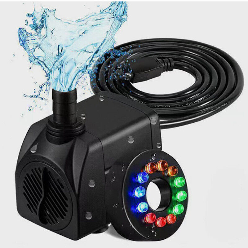 Submersible Water Pump With 12 LED 25W Lights For Garden Pond Tank Fountain Pool - Görsel 7