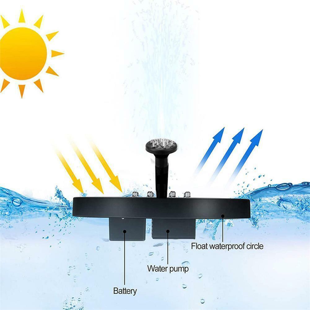 Solar Powered Floating Fountain Pump Water Feature Birdbath LED Pond Garden K9 τ - Görsel 4