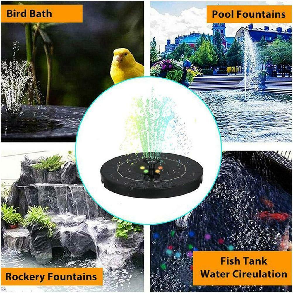 Solar Powered Floating Fountain Pump Water Feature Birdbath LED Pond Garden K9 τ - Görsel 6