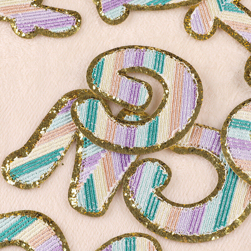 Alphabet A to Z Letters Iron on Patch Glitter Leather Embroidered Badge Applique - Görsel 4