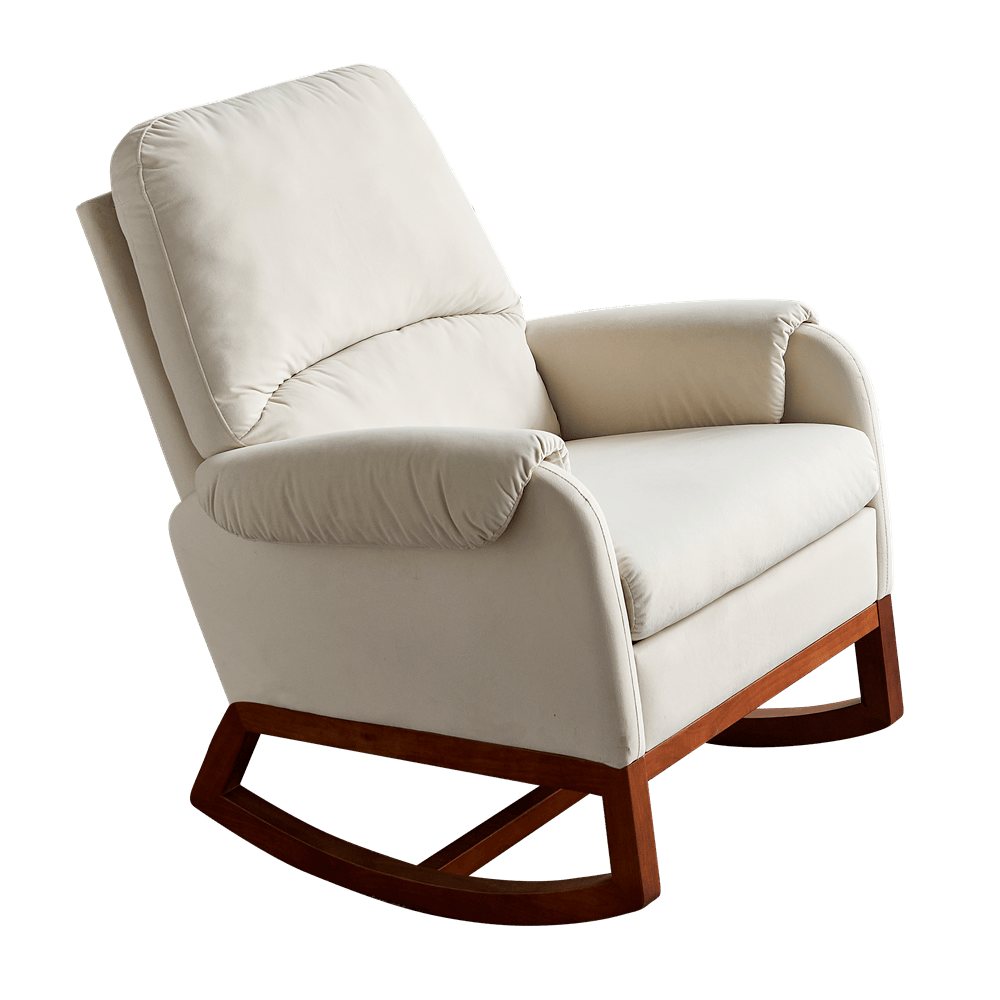 20.47" Velvet Rocking Chair Sofa Armchair for Living Room Reading Room Beige - Görsel 1
