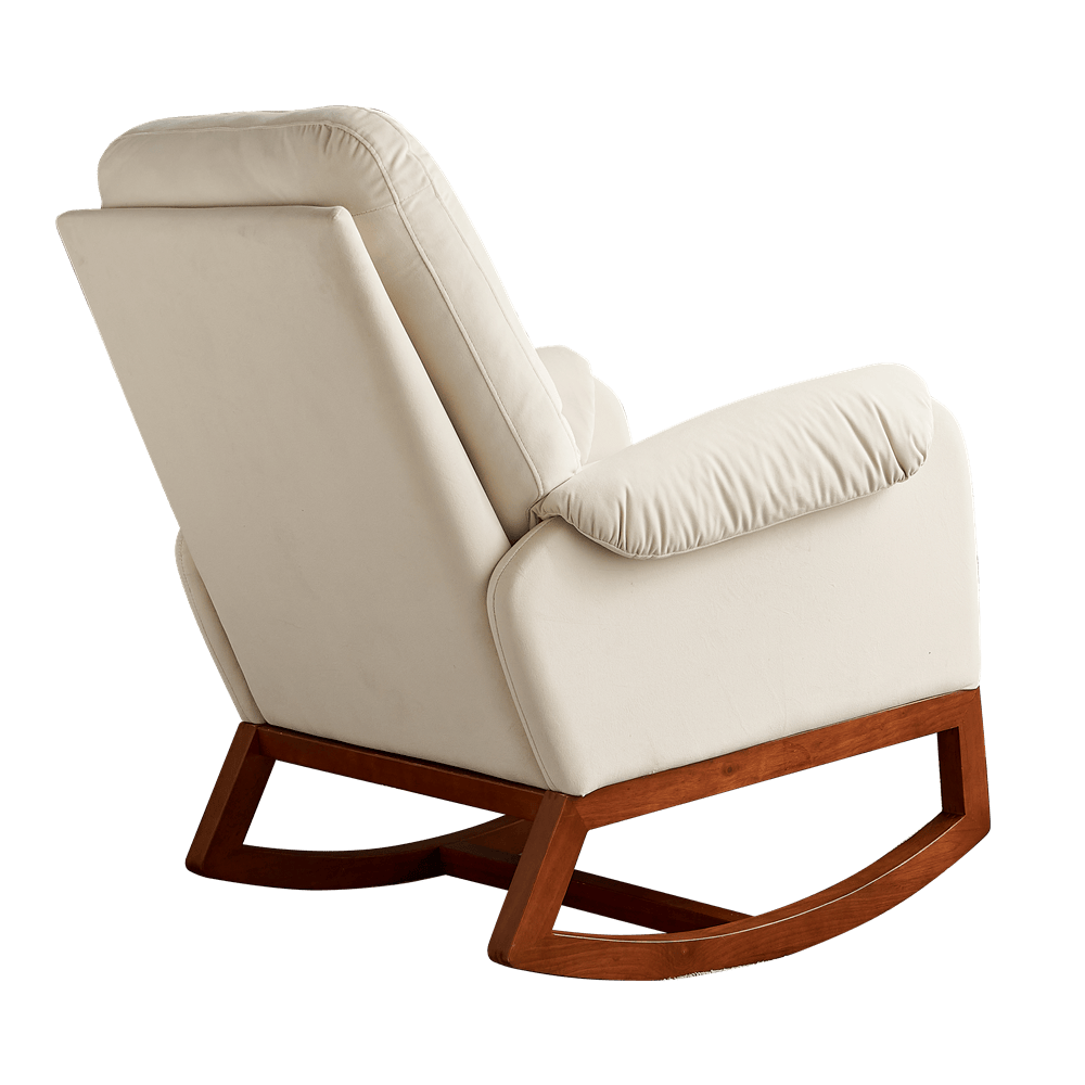 20.47" Velvet Rocking Chair Sofa Armchair for Living Room Reading Room Beige - Görsel 5