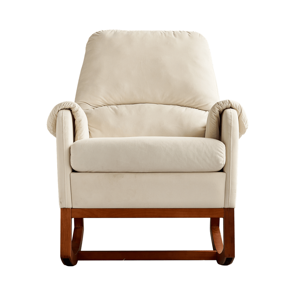 20.47" Velvet Rocking Chair Sofa Armchair for Living Room Reading Room Beige - Görsel 9