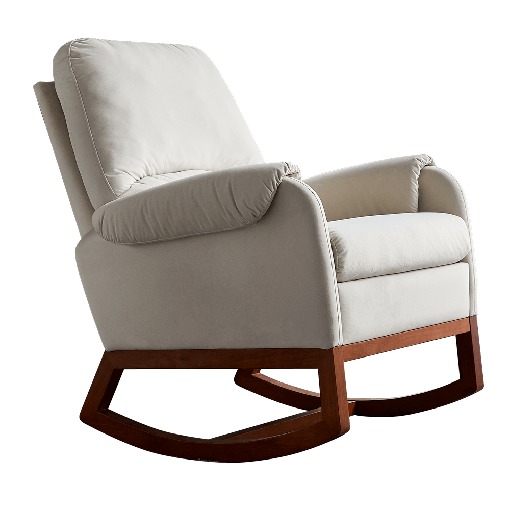 20.47" Velvet Rocking Chair Sofa Armchair for Living Room Reading Room Beige - Görsel 10