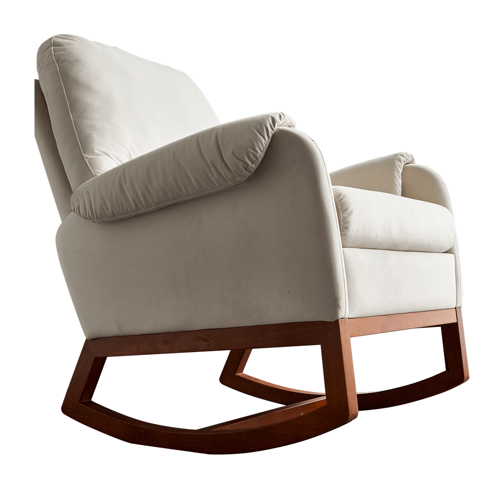 20.47" Velvet Rocking Chair Sofa Armchair for Living Room Reading Room Beige - Görsel 11