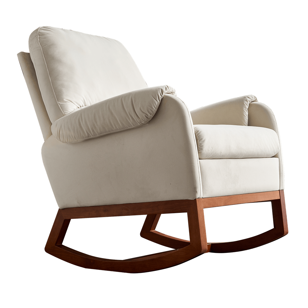 20.47" Velvet Rocking Chair Sofa Armchair for Living Room Reading Room Beige - Görsel 12