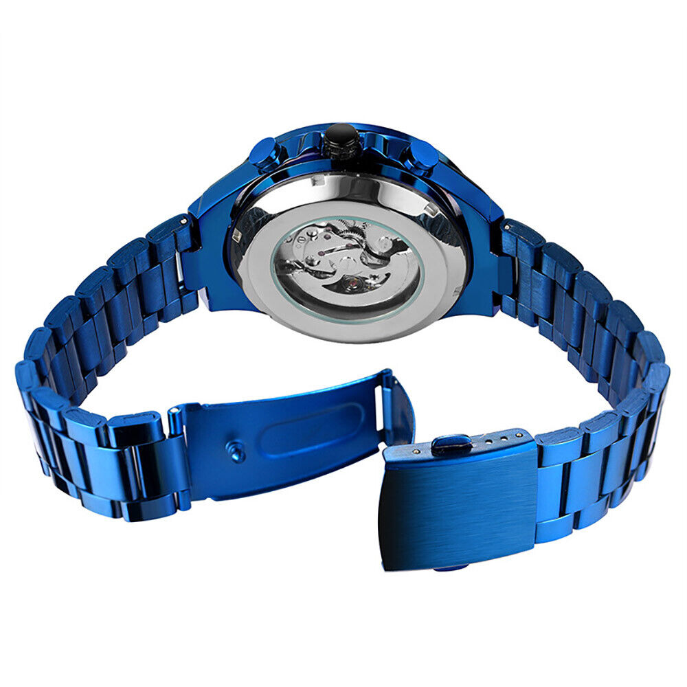 WINNER Men's Stainless Steel Watch Luxury Skeleton Automatic Mechanical Watches - Görsel 8