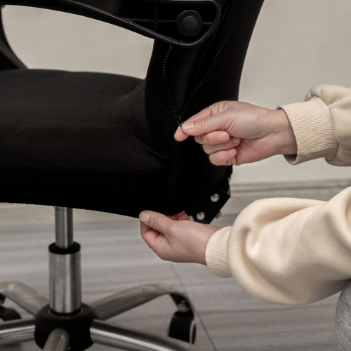 Melaluxe Office Chair Cover - Stretch Desk Cover, Computer Black - Görsel 6
