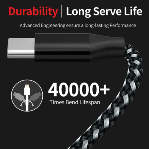 3Pack Braided USB C Type-C Fast Charging Data SYNC Charger Cable Cord 3/6/10FT - Görsel 4