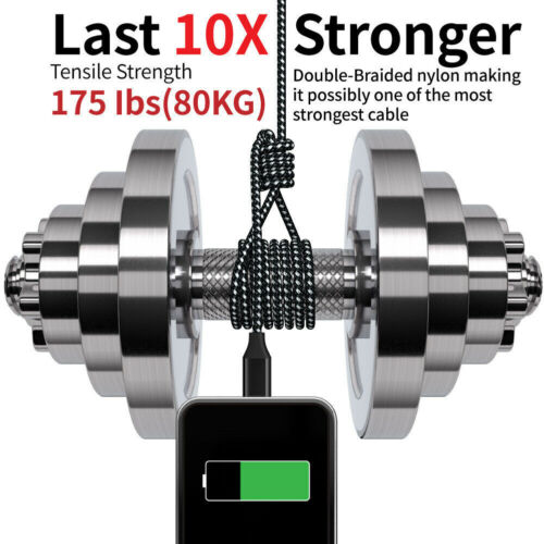 3Pack Braided USB C Type-C Fast Charging Data SYNC Charger Cable Cord 3/6/10FT - Görsel 7