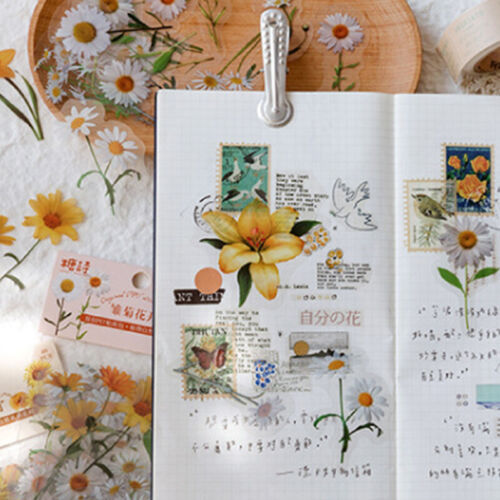 40PCS Flower Plants Paper Stickers Scrapbooking Journal Card Stationery Craft - Görsel 10