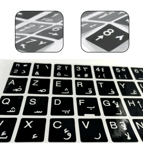 White Letters Arabic English Keyboard Sticker Decal Black for Laptop Waterproof - Görsel 9