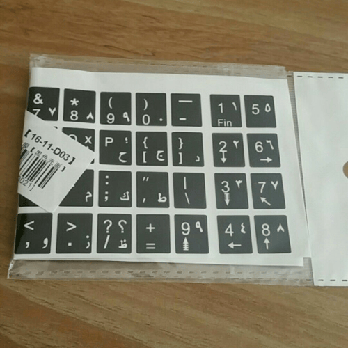 White Letters Arabic English Keyboard Sticker Decal Black for Laptop Waterproof - Görsel 10