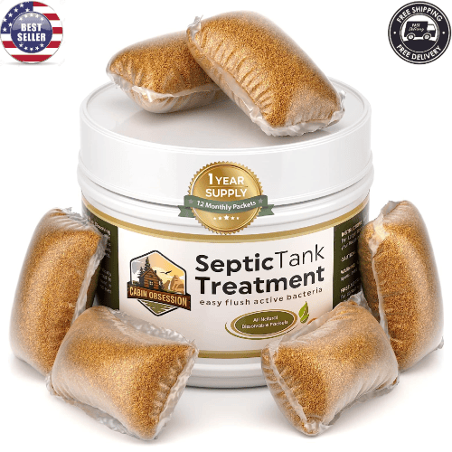 Septic Tank Treatment - 1 Year Supply of Dissolvable Easy Flush Live Bacteria Pa - Görsel 1