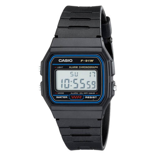 Casio Men's Watch Classic Alarm Chrono Digital Dial Black Resin Strap F91W-1