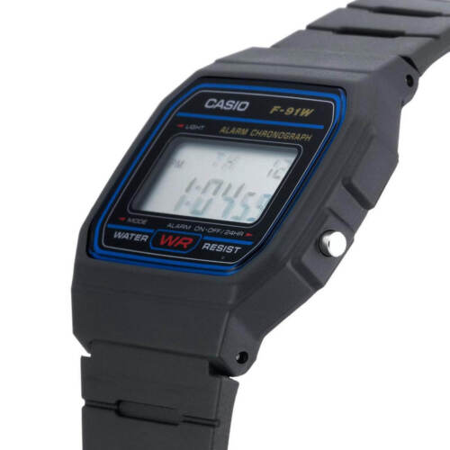 Casio Men's Watch Classic Alarm Chrono Digital Dial Black Resin Strap F91W-1 - Görsel 3