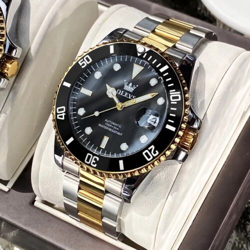 OLEVS Men Automatic Watch Luxury Waterproof Stainless steel Mechanical Watches - Görsel 1