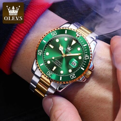 OLEVS Men Automatic Watch Luxury Waterproof Stainless steel Mechanical Watches - Görsel 6
