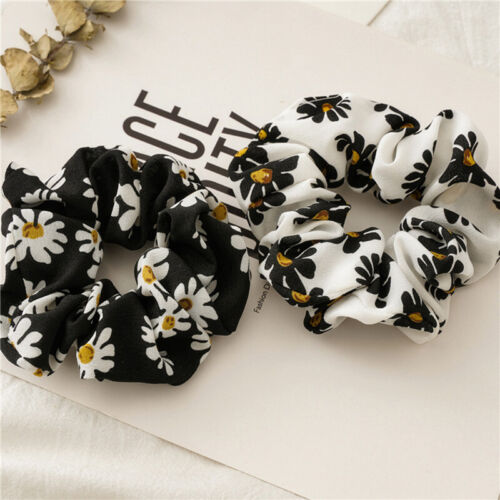 Daisy Floral Bow Scrunchies Hair Band Elastic Hair Ties Rope  Ponytail Scarf US - Görsel 2