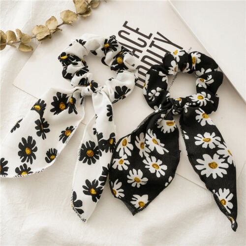 Daisy Floral Bow Scrunchies Hair Band Elastic Hair Ties Rope  Ponytail Scarf US - Görsel 7