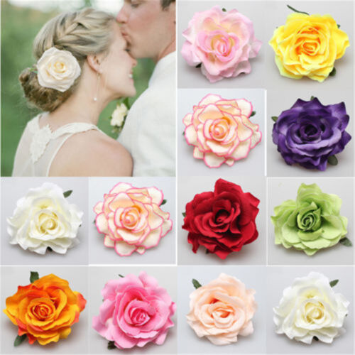 Cloth Rose Flower Hair Clips Corsage Barrette DIY Party Bride Hair Accessories - Görsel 3