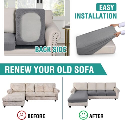 3-Piece Velvet L Shape Sofa Covers 5 Seater Sectional Corner Sofa Slipcovers - Görsel 8