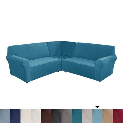 3-Piece Velvet L Shape Sofa Covers 5 Seater Sectional Corner Sofa Slipcovers - Görsel 11