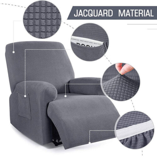 WaterProof 4 Piece Stretch Recliner Covers Living Room Recliner Chair Slipcovers - Görsel 3