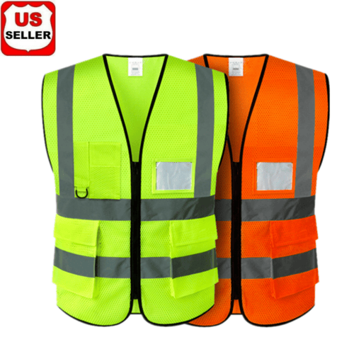 New High Visibility Reflective Vest Working Clothes Outdoor Reflective Safety XL - Görsel 1