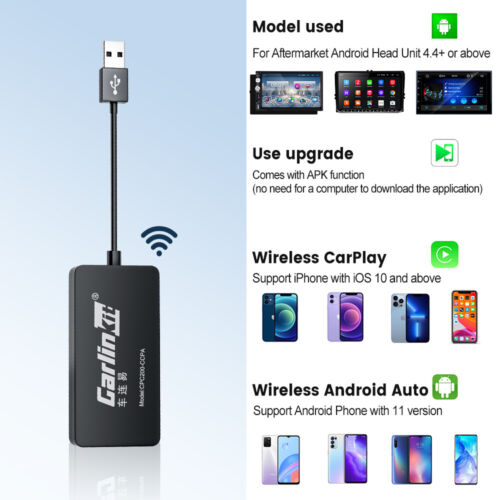 Carlinkit USB Wireless Android Auto Adapter Apple CarPlay Dongle Multimedia Play - Görsel 7