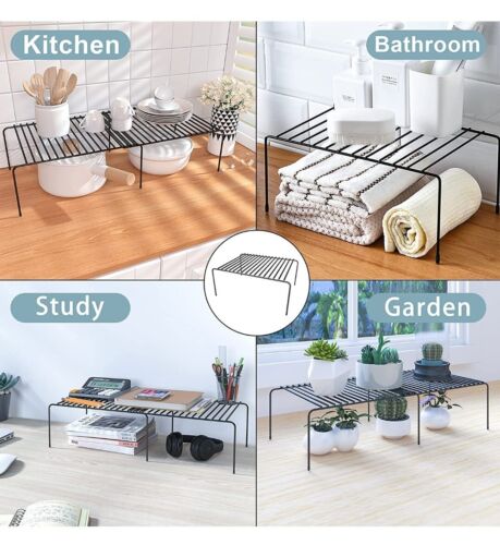 Kitchen Racking 2 Tiers Expandable for Storage Stacking Or Display - Görsel 1