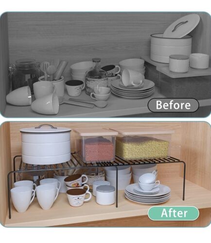 Kitchen Racking 2 Tiers Expandable for Storage Stacking Or Display - Görsel 2