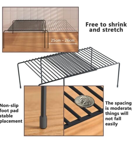 Kitchen Racking 2 Tiers Expandable for Storage Stacking Or Display - Görsel 5