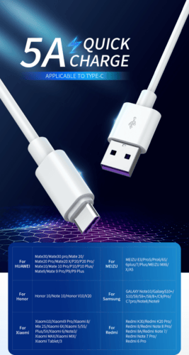 5A Fast Charging USB C Cable Phone Charger Data Micro USB Type C Cable HUAWEI - Görsel 5