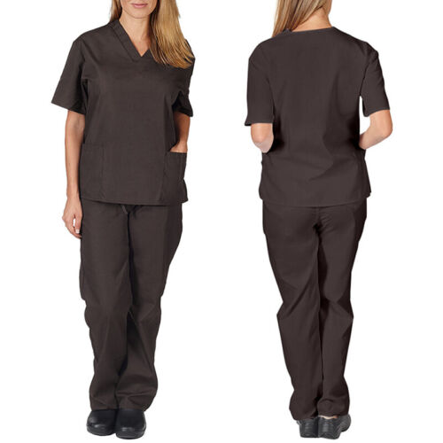 Unisex Hospital Medical Scrub Doctor Nursing Uniform V Neck Top Working Clothes - Görsel 4