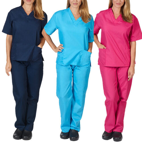 Unisex Hospital Medical Scrub Doctor Nursing Uniform V Neck Top Working Clothes - Görsel 5