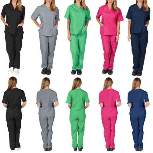 Unisex Hospital Medical Scrub Doctor Nursing Uniform V Neck Top Working Clothes - Görsel 6