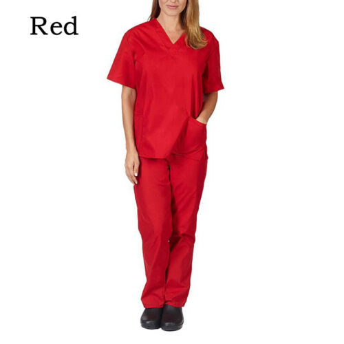 Unisex Hospital Medical Scrub Doctor Nursing Uniform V Neck Top Working Clothes - Görsel 8