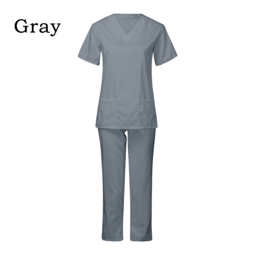 Unisex Hospital Medical Scrub Doctor Nursing Uniform V Neck Top Working Clothes - Görsel 9