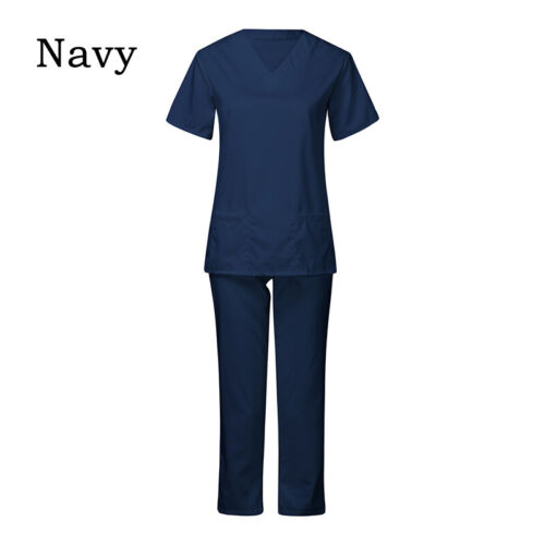 Unisex Hospital Medical Scrub Doctor Nursing Uniform V Neck Top Working Clothes - Görsel 11