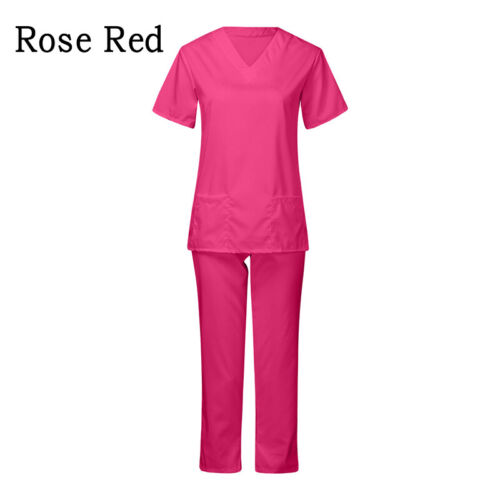 Unisex Hospital Medical Scrub Doctor Nursing Uniform V Neck Top Working Clothes - Görsel 12