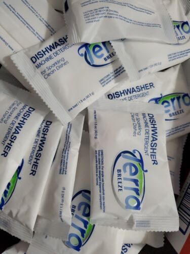 Lot Of 30 Terra Breeze Dishwasher Detergent one load  1.5 oz powder pks not pods - Görsel 1