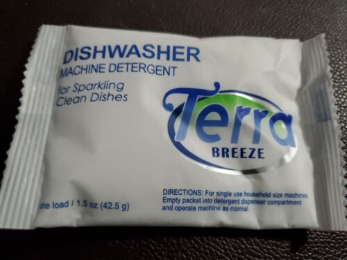 Lot Of 30 Terra Breeze Dishwasher Detergent one load  1.5 oz powder pks not pods - Görsel 2