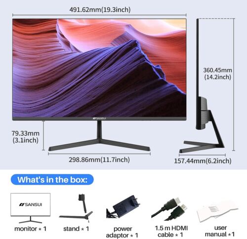Sansui Monitor 22'' IPS 75H 1080P HDMI VGA Port Computer Monitor Ultra-Thin Tilt - Görsel 8