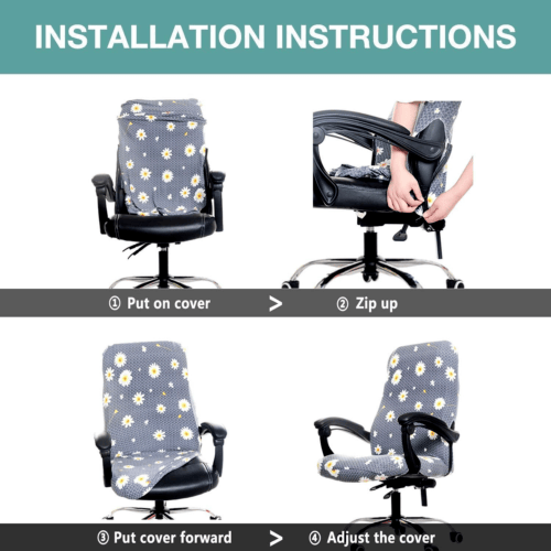 Melaluxe Office Chair Cover - Stretch Desk Cover, Computer Black - Görsel 4