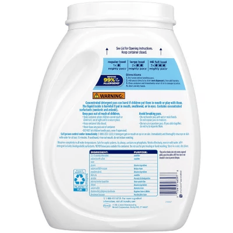 All Mighty Pacs Laundry Detergent, Free Clear for Sensitive Skin (120 Ct.) - Görsel 3