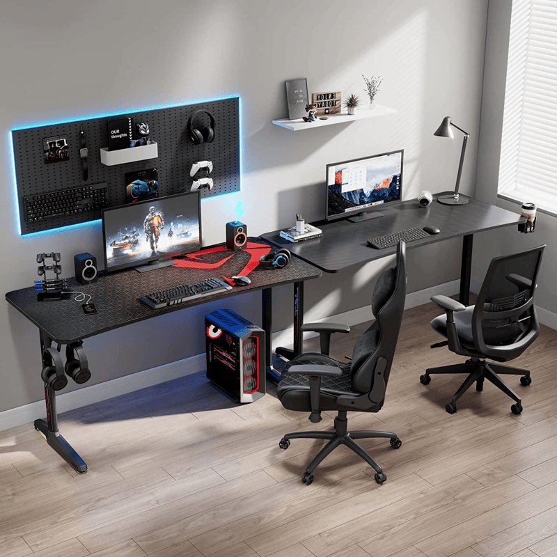 60 Inch Gaming Desk Home office PC Gaming Table RGB Workstation - Görsel 4