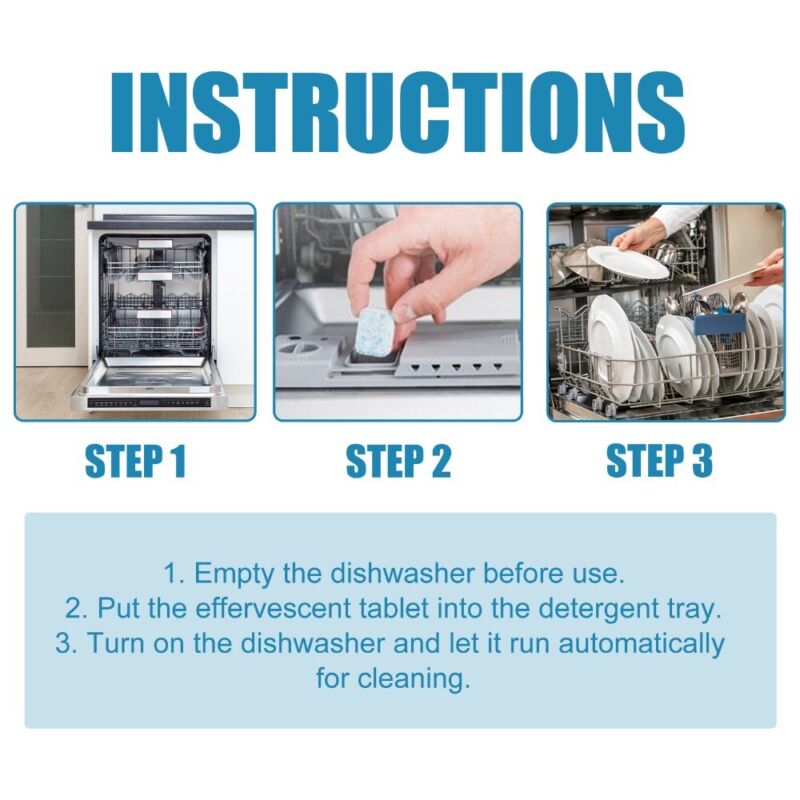 Cleaning Detergent Tablets Strong Oil Stain Removal Dishwasher Cleaner - Görsel 9
