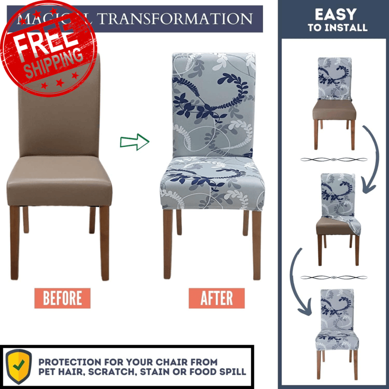 Chair Covers for Dining Room 6 Pack, Stretch Dining Chair Cover, Washable Spande - Görsel 5