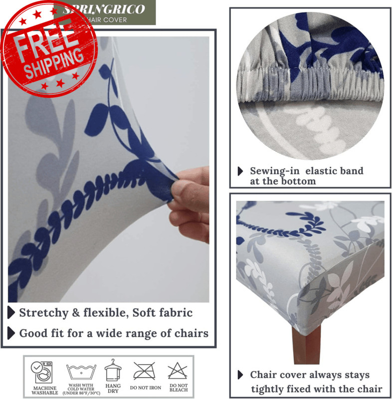 Chair Covers for Dining Room 6 Pack, Stretch Dining Chair Cover, Washable Spande - Görsel 6